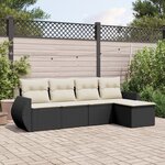 vidaXL Salon de jardin 5 Pièces avec coussins noir résine tressée