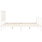 vidaXL Cadre de lit avec tête de lit blanc King Size bois massif