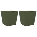 vidaXL Jardinières 2 Pièces vert olive 40x40x40 cm acier