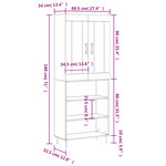 vidaXL Buffet haut Chêne fumé 69 5x34x180 cm Bois d'ingénierie