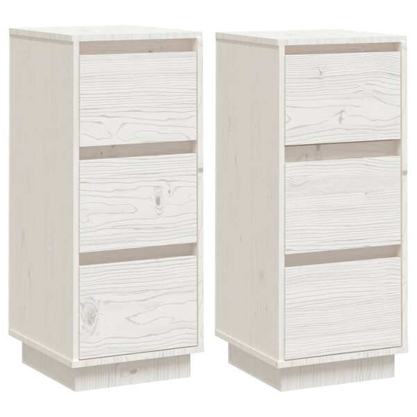 vidaXL Buffets 2 Pièces Blanc 32x34x75 cm Bois massif de pin
