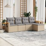 vidaXL Salon de jardin avec coussins 5 Pièces beige résine tressée