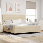 vidaXL Lit Box Spring avec Matelas Crème 200x200 cm Tissu
