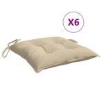 vidaXL Coussins de chaise 6 Pièces beige 50x50x7 cm tissu oxford