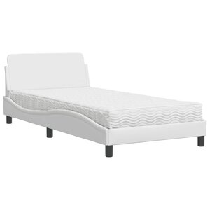 vidaXL Lit avec matelas blanc 100x200 cm similicuir