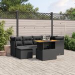 vidaXL Salon de jardin 7 Pièces avec coussins noir résine tressée