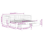 vidaXL Lit de jour avec gigogne et tiroirs sans matelas rose 90x200 cm
