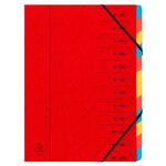 Trieur Agrafé Avec Élastiques 12 Compartiments - Rouge - X 8 - Exacompta