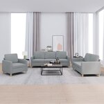 vidaXL Ensemble de canapés 3 Pièces avec coussins Gris clair Tissu