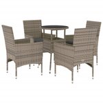 vidaXL Ensemble à manger de jardin et coussins 5 Pièces gris rotin verre
