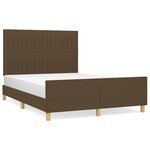vidaXL Cadre de lit avec tête de lit marron foncé 140x190 cm Tissu