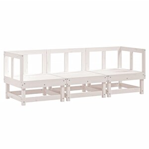vidaXL Salon de jardin 3 Pièces blanc bois massif de pin