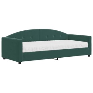 vidaXL Lit de jour avec matelas vert foncé 90x200 cm velours