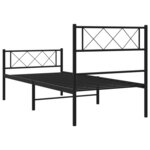 vidaXL Cadre de lit métal avec tête de lit/pied de lit noir 107x203 cm
