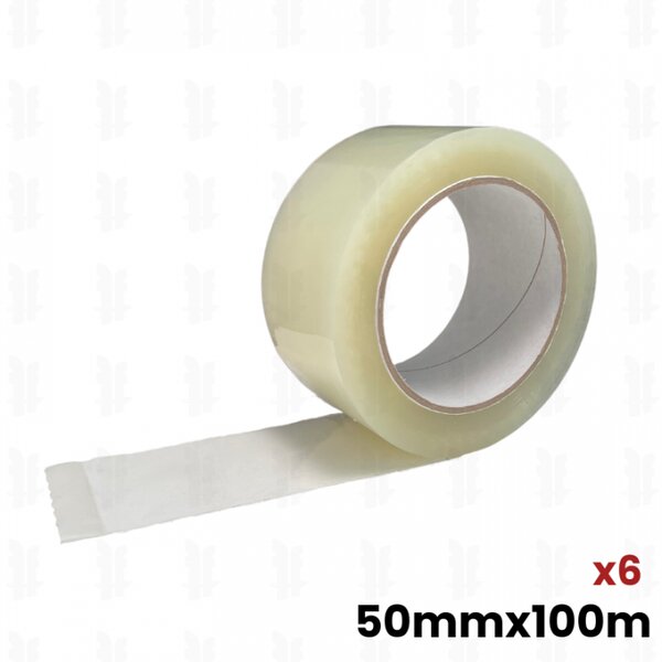6x rouleaux d'adhésifs Transparent  50mm x 100m