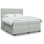 vidaXL Sommier à lattes de lit et matelas Gris clair 200x200cm Velours