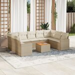 vidaXL Salon de jardin avec coussins 10 Pièces beige résine tressée