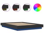 vidaXL Cadre de lit avec lumières LED noir 120x190cm bois d'ingénierie