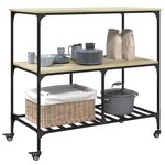 vidaXL Chariot de cuisine chêne sonoma 100x50x95 cm bois d'ingénierie