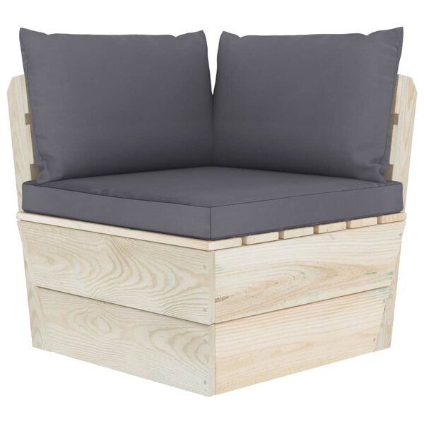 vidaXL Canapé d'angle palette de jardin avec coussins Épicéa imprégné