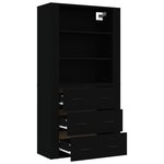 vidaXL Buffet haut Noir Bois d'ingénierie