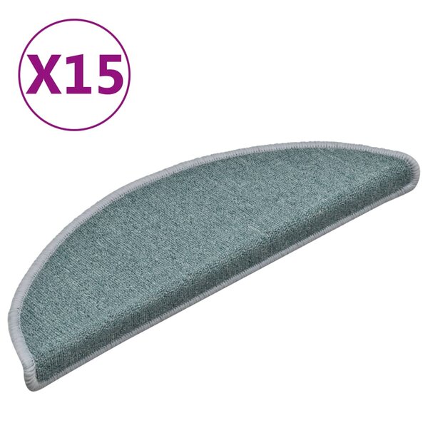 vidaXL Tapis de marches d'escalier 15 Pièces Bleu 56x17x3 cm