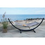 Hamac sur support en bois noir/gris/blanc