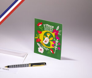 Carte simple bouton d'or créée et imprimée en france - la lettre b