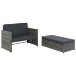 vidaXL Salon de jardin 2 Pièces avec coussins Résine tressée Gris