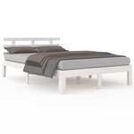 vidaXL Cadre de lit Blanc Bois massif 135x190 cm Double