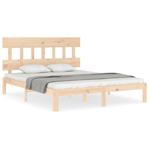 vidaXL Cadre de lit avec tête de lit king size bois massif
