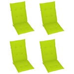 vidaXL Chaises de jardin lot de 4 avec coussins vert vif Bois de teck