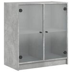 vidaXL Armoire latérale avec portes en verre gris béton 68x37x75 5 cm