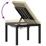 vidaXL Tabouret de jardin avec coussin noir acier enduit de poudre