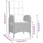 vidaXL Ensemble à manger jardin et coussins 7 Pièces gris rotin