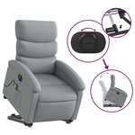 vidaXL Fauteuil inclinable de massage électrique Gris clair Tissu