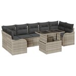 vidaXL Canapé de jardin 8 pièces avec coussins gris clair en poly rotin