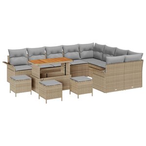 vidaXL Ensemble de canapé de jardin 13 Pièces Beige polyrotin