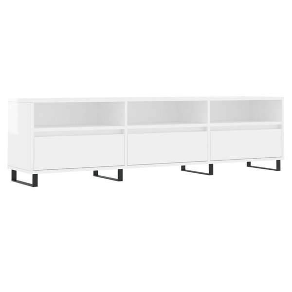 vidaXL Meuble TV blanc brillant 150x30x44 5 cm bois d'ingénierie