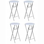vidaXL Table de bar 4 Pièces avec dessus de table en MDF Blanc
