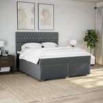 vidaXL Sommier à lattes de lit avec matelas Gris foncé 180x200cm Tissu