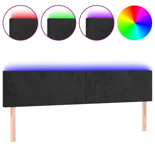 vidaXL Tête de lit à LED Noir 180x5x78/88 cm Velours