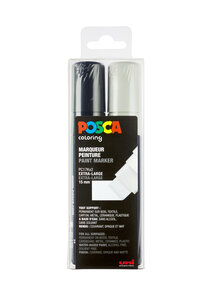 Marqueur Posca Blanc et Noir PC17 Pointe rectangulaire extra-large x2 - Posca