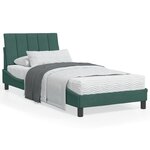 vidaXL Lit avec matelas vert foncé 90x200 cm velours