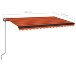vidaXL Auvent manuel rétractable avec LED 400x350 cm Orange et marron