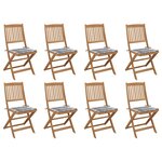 vidaXL Chaises pliables d'extérieur avec coussins 8 Pièces Bois d'acacia