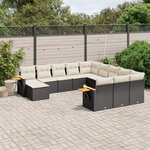 vidaXL Salon de jardin 11 Pièces avec coussins noir résine tressée