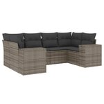 vidaXL Salon de jardin 6 Pièces avec coussins gris résine tressée