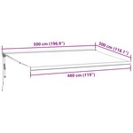 vidaXL Auvent rétractable anthracite et blanc 5x3 m tissu et aluminium