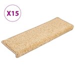 vidaXL Tapis d'escalier 15 Pièces 65x21x4 cm Marron